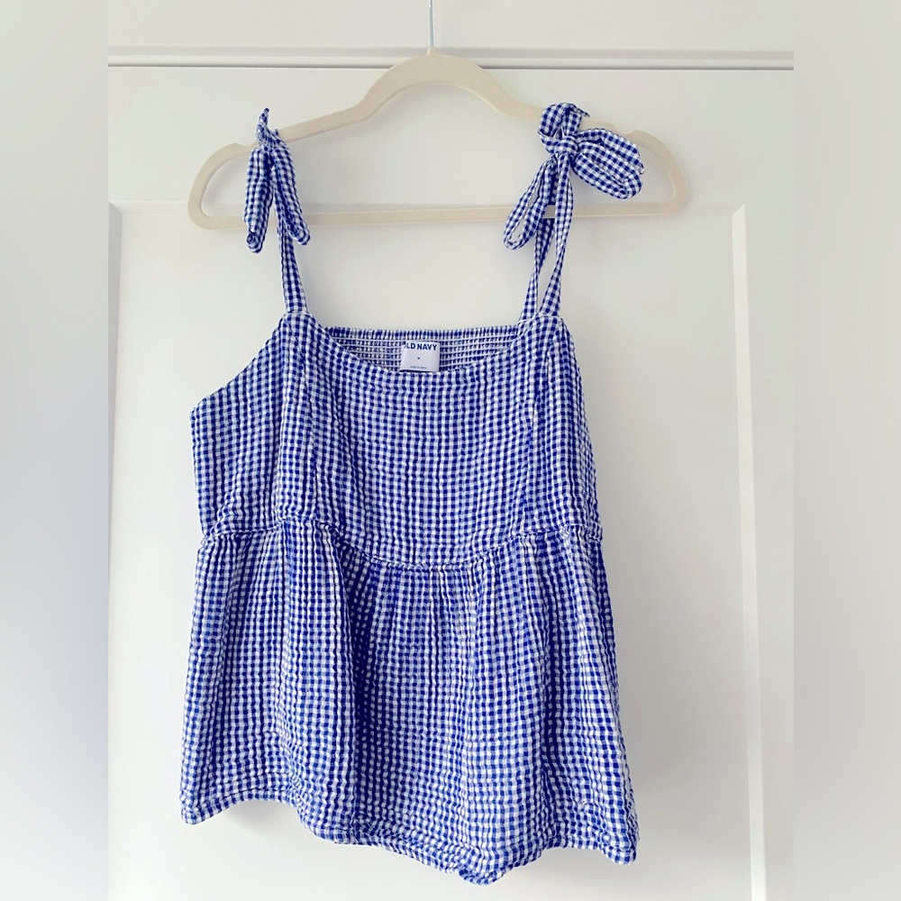 Blue Gingham Women's Top